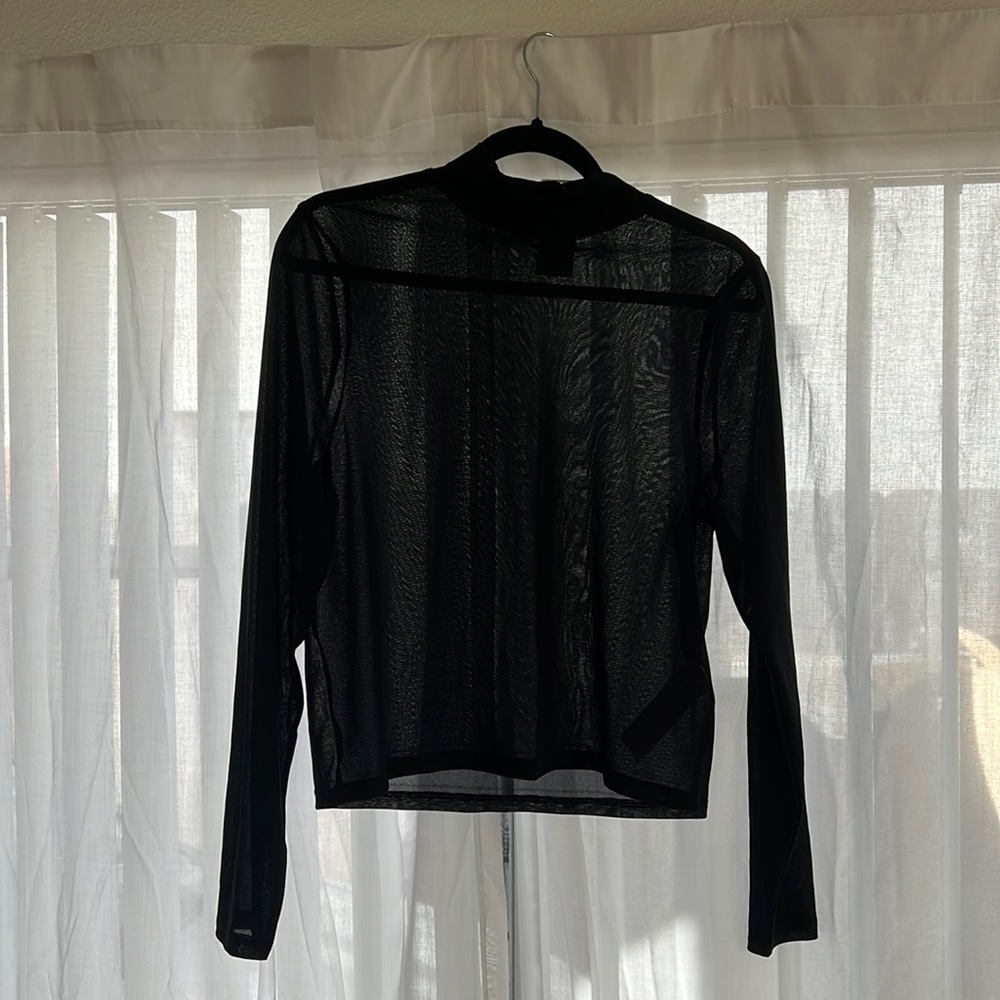 Abercrombie Black Mesh mock neck shirt